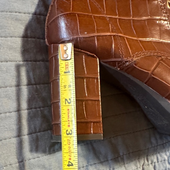Naturalizer Brown Croc-Embossed Lace-Up Block Heel Boots - Picture 8 of 10